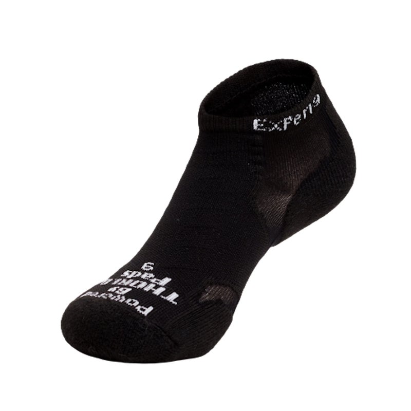 Thorlos Experia XCCU Thin Cushion Running Low Cut Socks, Black/Black, Large